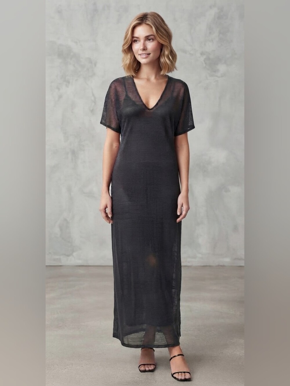 Babaton Black Sheer Maxi Dress